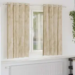 Aizkars Ar Aizkariem 2 Pcs Krēmkrāsa 175 X 140 Cm Samts Vidaxl