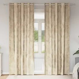 Aizkars Ar Aizkariem 2 Pcs Krēmkrāsa 260 X 140 Cm Samts Vidaxl