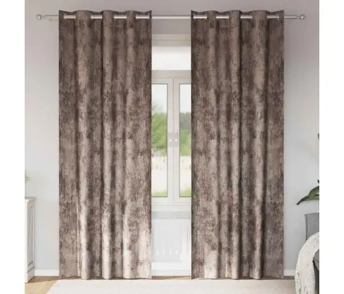Samta Aizkaru 2 Gab. Ar Acīm Cappuccino 245 X 140 Cm Vidaxl Samta Aizkaru 2 Gab. Ar Acīm Cappuccino 245 X 140 Cm Vidaxl