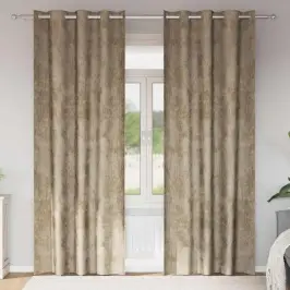 Aizkars Ar Aizkariem 2 Pcs Šampanieša 225 X 140 Cm Samts Vidaxl
