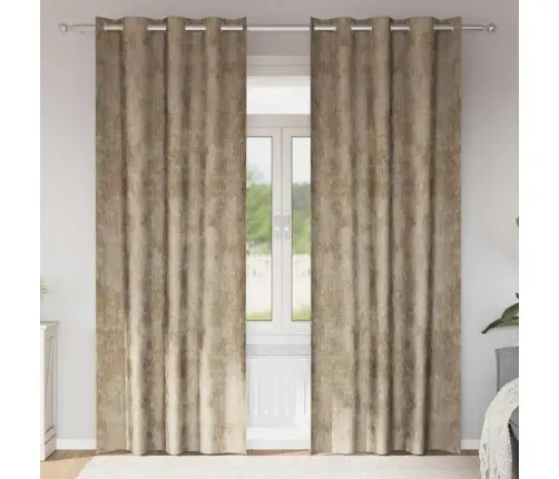 Užuolaida Su Užuolaidomis 2 Pcs Šampano 260 X 140 Cm Aksomas