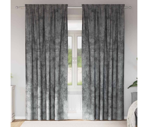 Užuolaida Su Užuolaidomis 2 Pcs Pilka 225 X 140 Cm Aksomas