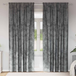 Aizkars Ar Aizkariem 2 Pcs Pelēka 245 X 140 Cm Samts Vidaxl