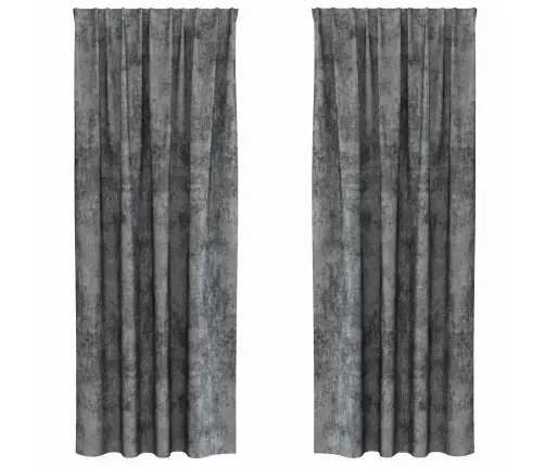 Samta Aizkaru Komplekts 2 Gabali Ar Acs Caurumiem Pelēkā Krāsā 260 X 140 Cm Vidaxl