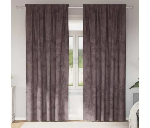 Kardin Kardinatega 2 Pcs Pruun 260 X 140 Cm Samet