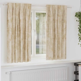 Aizkars Ar Aizkariem 2 Pcs Krēmkrāsa 175 X 140 Cm Samts Vidaxl