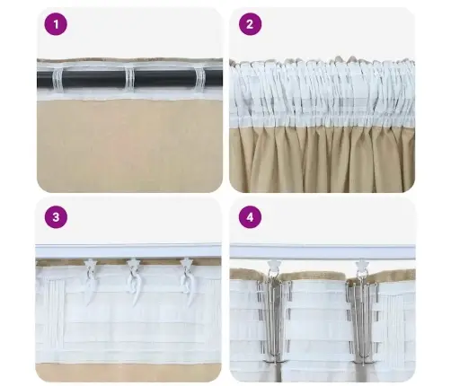 Aksominio Tipo Užuolaidos 2 Pcs Kreminė 260 X 140 Cm Aksomas