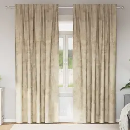 Aizkars Ar Aizkariem 2 Pcs Krēmkrāsa 260 X 140 Cm Samts Vidaxl