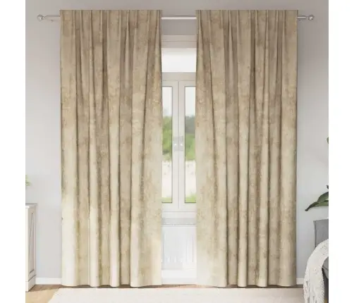 Aksominio Tipo Užuolaidos 2 Pcs Kreminė 260 X 140 Cm Aksomas