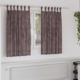 Aizkars Ar Aizkariem 2 Pcs Brūna 140 X 140 Cm Samts Vidaxl