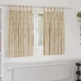 Aizkars Ar Aizkariem 2 Pcs Krēmkrāsa 140 X 140 Cm Samts Vidaxl