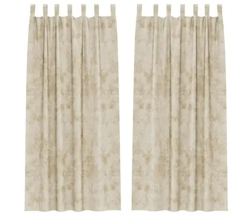 Samta Aizkaru Komplekts 2 Gab. Ar Acīm, Krēmkrāsā, 225X140 Cm Vidaxl