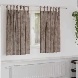 Aizkars Ar Aizkariem 2 Pcs Kapučīno 140 X 140 Cm Samts Vidaxl