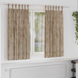 Aizkars Ar Aizkariem 2 Pcs Šampanieša 175 X 140 Cm Samts Vidaxl