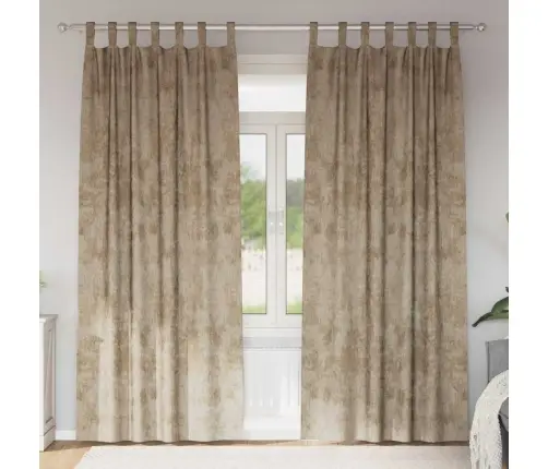 Kardin Kardinatega 2 Pcs Šampanjavärvi 225 X 140 Cm Samet