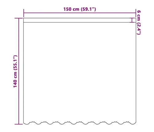 Aizkari Ar Aizkariem Balts 150 X 140 Cm Poliesters Vidaxl