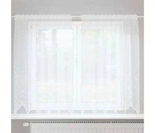 Mežģīņu Aizkars Ar Aizkariem Balta 150 X 180 Cm Poliesters Vidaxl