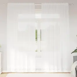 Aizkari Ar Aizkariem Balts 500X100Cm Poliesters Vidaxl
