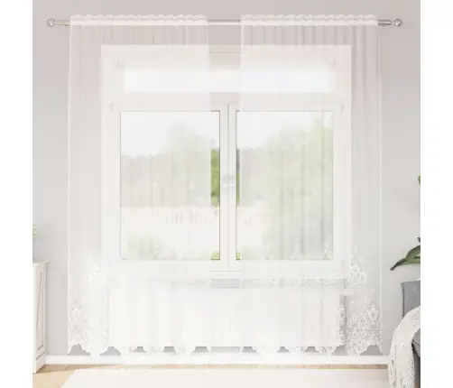 Lina Kardin Kardinatega Lilled Valge 245X150Cm Polüester