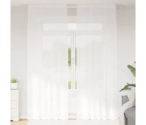 Mežģīņu Aizkars Ar Aizkariem Ziedu Raksts Balta 150 X 300 Cm Poliesters Vidaxl