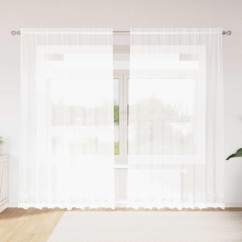 Aizkari Ar Aizkariem Balts 500X100Cm Poliesters Vidaxl