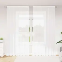 Aizkari Ar Aizkariem Balts 500X100Cm Poliesters Vidaxl
