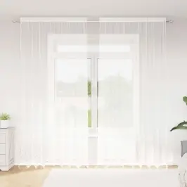 Mežģīņu Aizkars Ar Aizkariem Balts 260X200Cm Poliesters Vidaxl