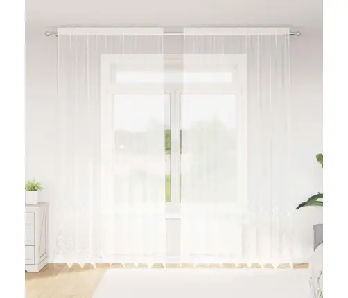 Lina Kardin Kardinatega Lilled Valge 280 X 200 Cm Polüester