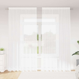 Aizkari Ar Aizkariem Balts 500X100Cm Poliesters Vidaxl