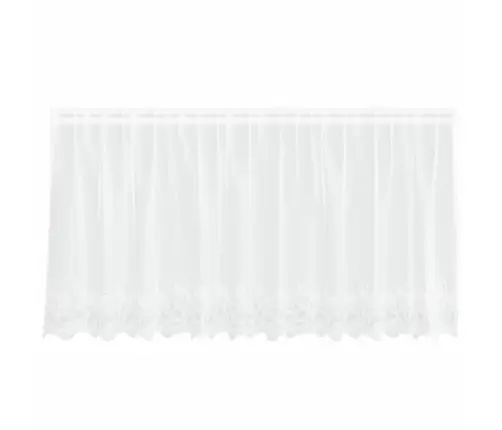 Mežģīņu Aizkars Ar Aizkariem Ziedu Raksts Balta 300 X 80 Cm Poliesters Vidaxl