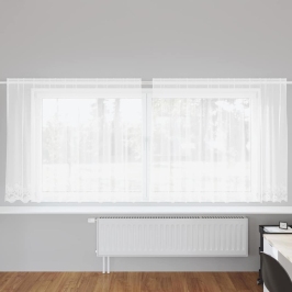Aizkari Ar Aizkariem Balts 500X100Cm Poliesters Vidaxl