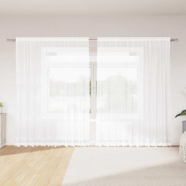 Aizkari Ar Aizkariem Balts 500X100Cm Poliesters Vidaxl