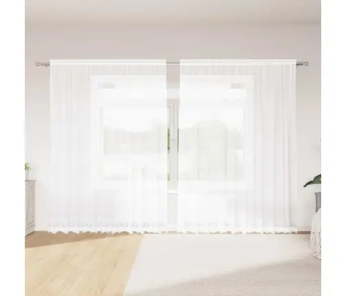 Mežģīņu Aizkars Ar Aizkariem Ziedu Raksts Balta 300 X 245 Cm Poliesters Vidaxl