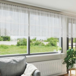 Aizkari Ar Aizkariem Balts 500X100Cm Poliesters Vidaxl