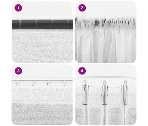 Lina Kardin Kardinatega Lilled Valge 280 X 400 Cm Polüester