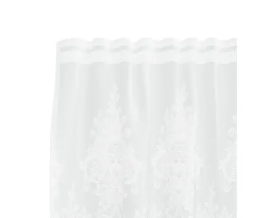 Mežģīņu Aizkars Ar Aizkariem Ziedu Raksts Balta 600 X 120 Cm Poliesters Vidaxl