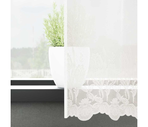 Mežģīņu Aizkars Ar Aizkariem Balta 750 X 245 Cm Poliesters Vidaxl