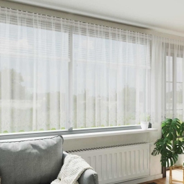 Aizkari Ar Aizkariem Balts 500X100Cm Poliesters Vidaxl