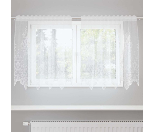 Aizkari Ar Aizkariem Ziedu Raksts Balts 150 X 100 Cm Poliesters Vidaxl