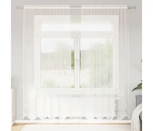 Nėrinių Užuolaida Gėlių Balta 240 X 150 Cm Poliesteris