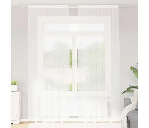 Aizkari Ar Aizkariem Balts 150 X 260 Cm Poliesters Vidaxl