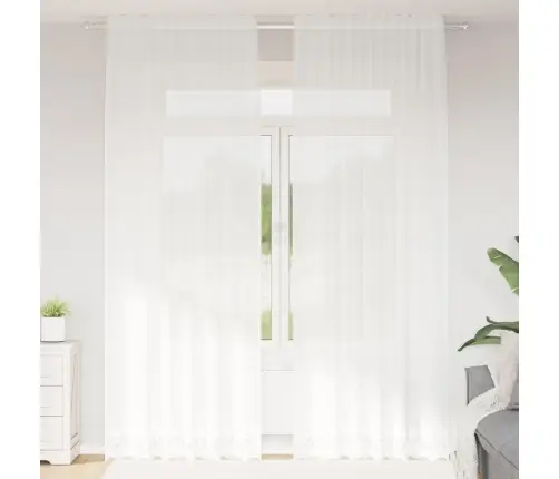 Aizkari Ar Aizkariem Balts 150 X 280 Cm Poliesters Vidaxl