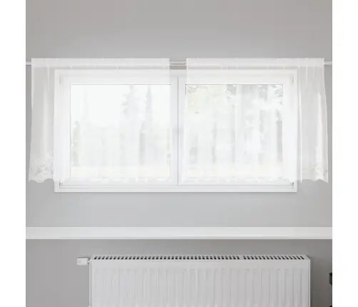 Nėrinių Užuolaida Gėlių Balta 100 X 200 Cm Poliesteris