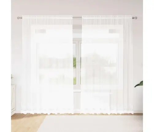 Aizkari Ar Aizkariem Cits Balts 200 X 245 Cm Poliesters Vidaxl