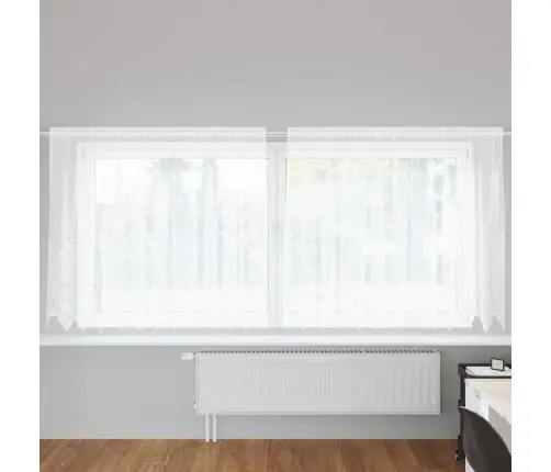 Nėrinių Užuolaida Balta 300 X 140 Cm Poliesteris