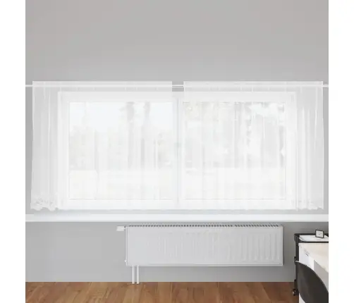 Mežģīņu Aizkars Ar Aizkariem Balts 300 X 140 Cm Poliesters Vidaxl