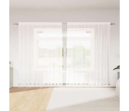 Aizkari Ar Aizkariem Balts 300 X 200 Cm Poliesters Vidaxl