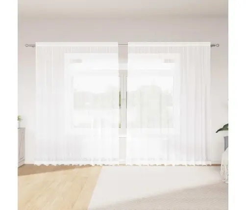 Aizkari Ar Aizkariem Balts 300 X 220 Cm Poliesters Vidaxl