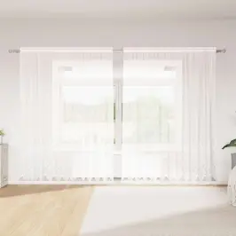 Aizkari Ar Aizkariem Balts 500X100Cm Poliesters Vidaxl