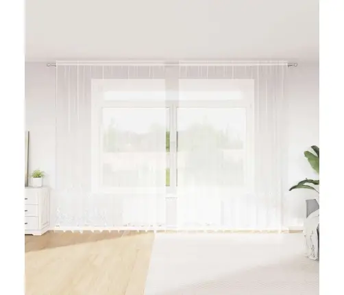 Aizkari Ar Aizkariem Ziedu Raksts Balts 300 X 300 Cm Poliesters Vidaxl